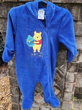 Disney Royal Blue Winnie the Pooh Fleece Footed One-Piece
